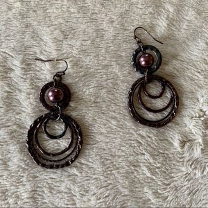 Bronze Sparkly Chandalier Dangle Earrings